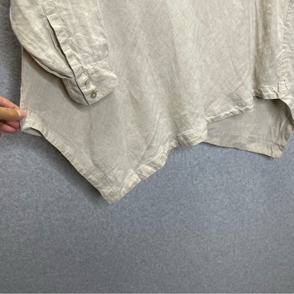 J Jill Love Linen Asymmetrical Lagenlook Minimalistic Oatmeal Tunic Top - Picture 5 of 7